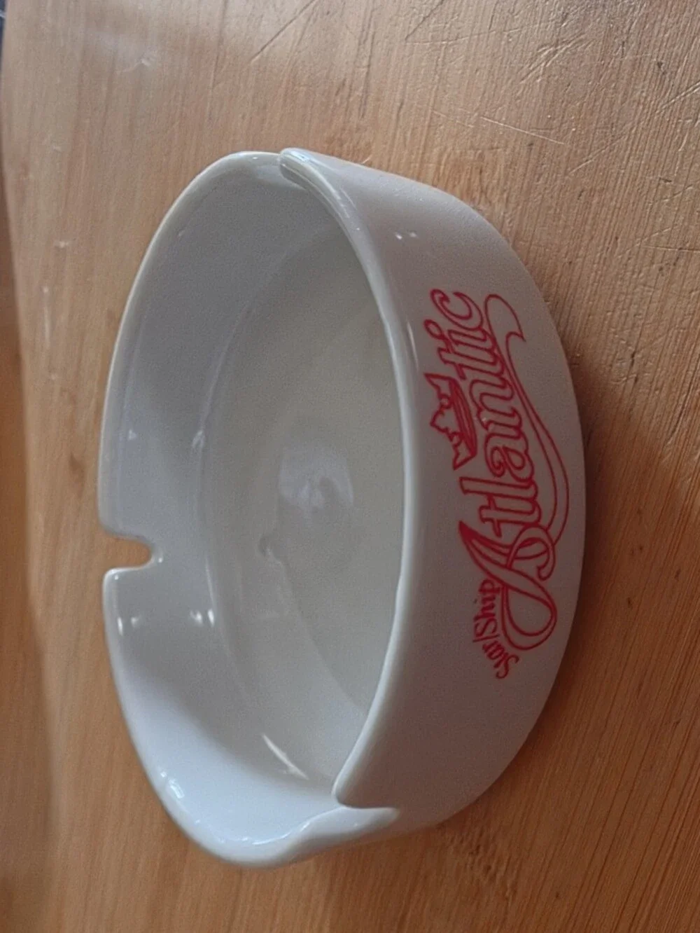 Vintage Premier Cruise Line Star/Ship Atlantic Ashtray White Ceramic Souvenir